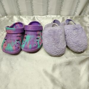 Girls Slip On Bundle- Size 7 And 7/8- Knock Off Crocs And Slide On Slippers